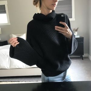 Anthropologie black cowl neck sweater